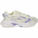 Deportivo Piel+malla Lila+blanco  LACOSTE