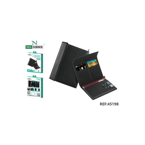 New Science Funda para Pasaporte ,tarjetas Rfid Multifuncional MU-01 Negra 45198  LALO