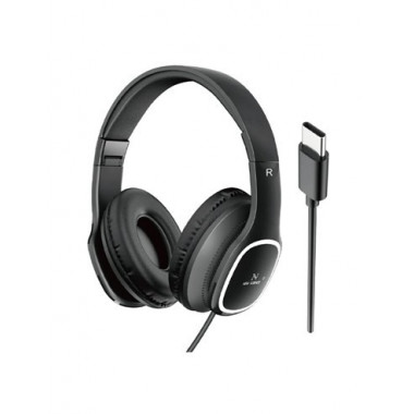 New Science Auricular de Casco Diadema con Microfon y Cable A-623 Conector Tipo C Negro  LALO