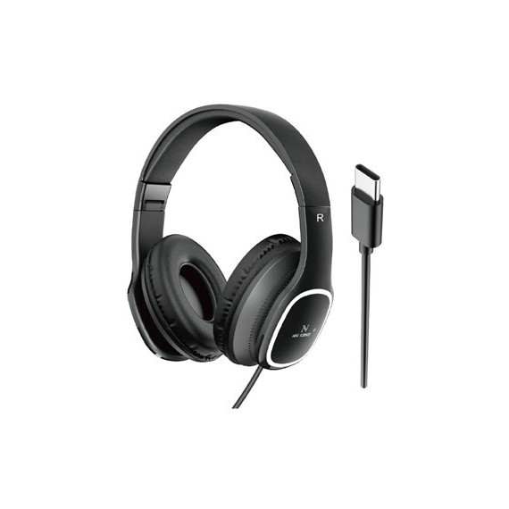 New Science Auricular de Casco Diadema con Microfono y Cable A-623 Conector Tipo C Negro  LALO