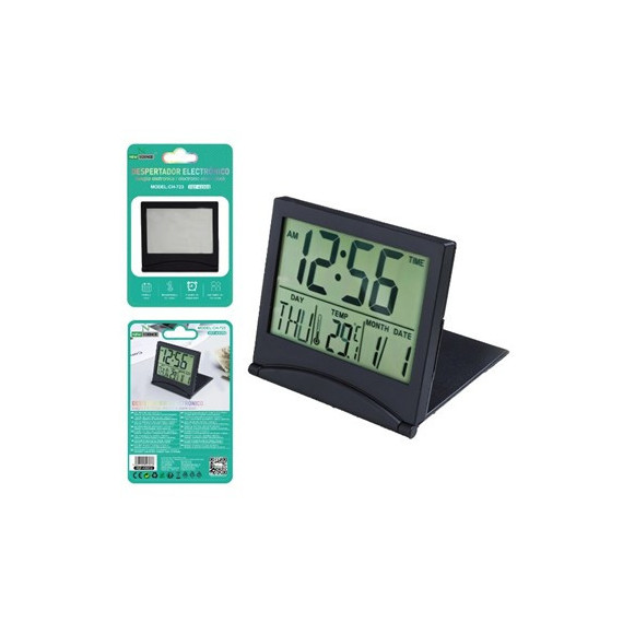 NEW SCIENCE Reloj Despertador Digital CH-723 Fecha, Temperatura y Humedad Negro