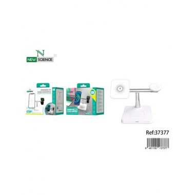 NEW SCIENCE Base Carga Inalambrica 3 en 1 Iphone/Watch/Airpods 15W WX-23 Blanca