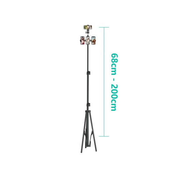 NEW SCIENCE Tripode Con Soporte Movil Para Smartphone Multifuncional DE-39 68cm-200cm 360º