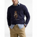 Polo RALPH LAUREN - LSCNM4-LONG Sleeve-sweatshirt - FA25 Faded Blue Hrtg Bear - 710980305001/FA25 Faded Blue Hrtg Bear