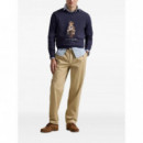 Polo RALPH LAUREN - LSCNM4-LONG Sleeve-sweatshirt - FA25 Faded Blue Hrtg Bear - 710980305001/FA25 Faded Blue Hrtg Bear