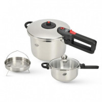 Set Olla a Presión con Cestillo y Tapa LARRYHOUSE 4+6 Litros
