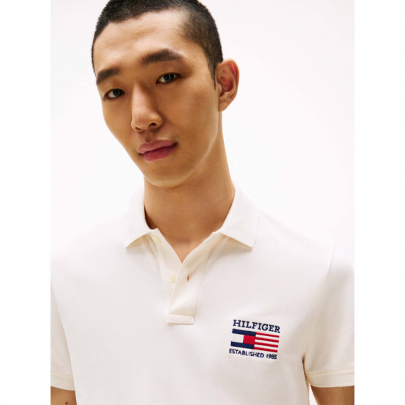 Hilfiger Flag Reg Polo Ivory Petal  TOMMY HILFIGER