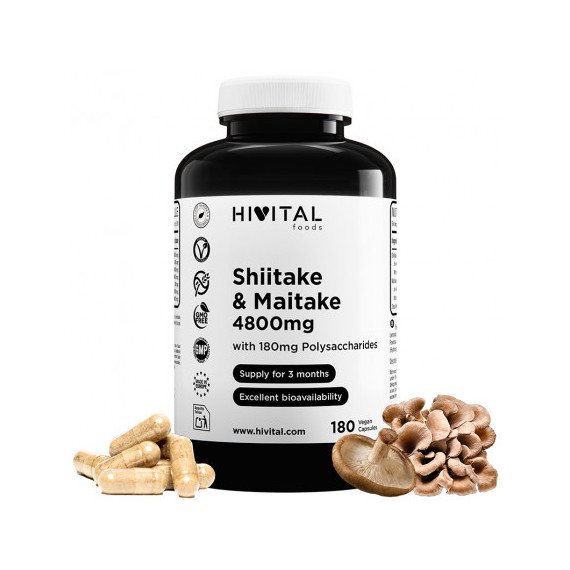 Hv- Shiitake y Maitakee  4800 Mg | 180 Capsulas Veganas  HIVITAL