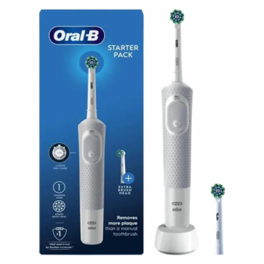 Oral-B PRO Starter Pack Cepillo Eléctrico Recargable con 2 Cabezales - Color Blanco
