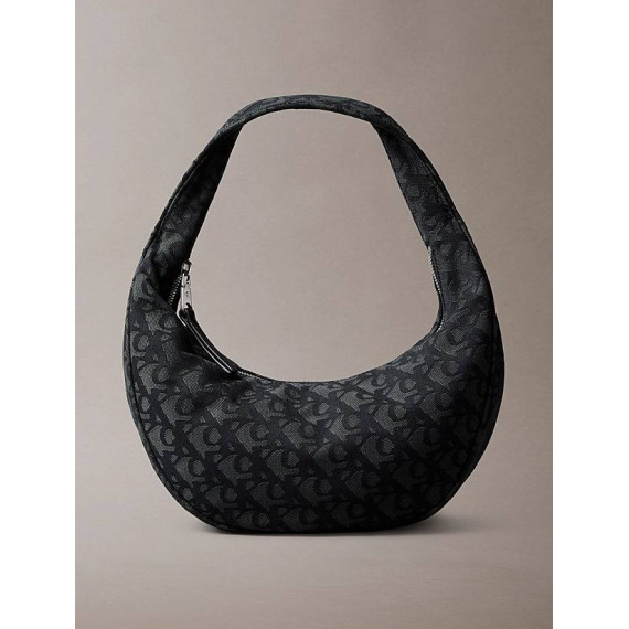 Ckj Monogram Pinched Medium Shou Black  CALVIN KLEIN