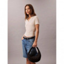 Ckj Monogram Pinched Medium Shou Black  CALVIN KLEIN