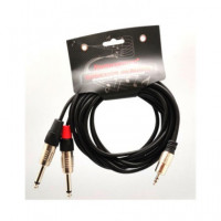 EUROCONNEX Cable Hifi Audio Jack/m 3.5MM Stereo a 2X Jack/m 6.3MM Mono 3MTRS 4306-3 Negro