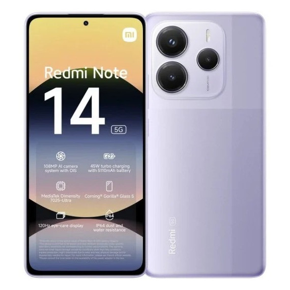 Smartphone XIAOMI Redmi Note 14 6.67" 8GB/256GB/108MP/NFC/5G Purple