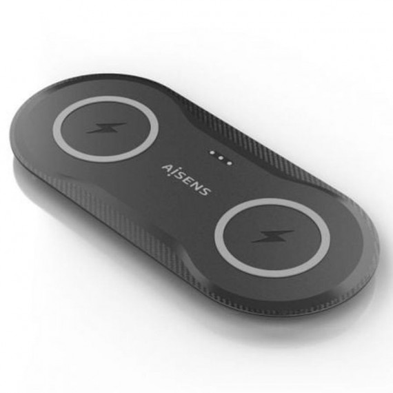 AISENS Cargador Inalambrico Doble ASCH-15W2WC060-BK/ 15W/ Negro