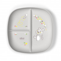 CHICCO Plato con 3 Compartimentos Gris +12M