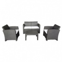 Conjunto Resina SOFA+2 Sillas+mesa Serie Orlando DONNA GARDEN 4 Pcs