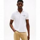 Mercerised Pique Zip Reg Polo White  TOMMY HILFIGER