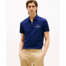 Mercerised Pique Zip Reg Polo Preppy Nav  TOMMY HILFIGER
