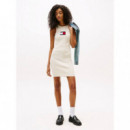 Tjw Flag Sweater Mini Dress Ext Ecru  TOMMY JEANS