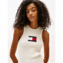 Tjw Flag Sweater Mini Dress Ext Ecru  TOMMY JEANS