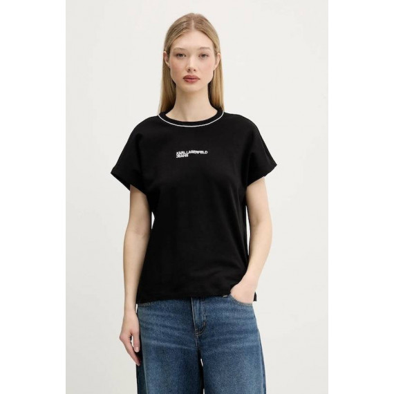 Klj Drapey Logo Tee Black  KARL LAGERFELD
