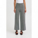 Pantalones ICHI Kate Jacquard Black White Herringbone