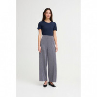 Pantalones ICHI Kate Jacquard Patriot Blue Herringbone