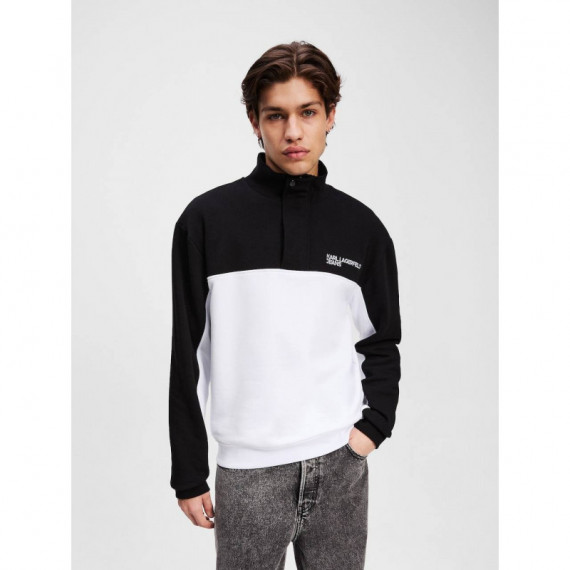 Klj Reg Blocked Half Zip Sweat Black/whi  KARL LAGERFELD
