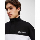 Klj Reg Blocked Half Zip Sweat Black/whi  KARL LAGERFELD