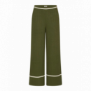 Pantalones ICHI Kate Quilted Rifle Green