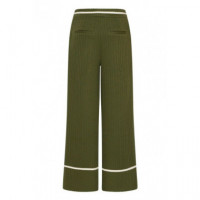 Pantalones ICHI Kate Quilted Rifle Green