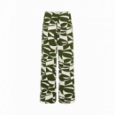 Pantalones ICHI Kate Print Wide Wavy Green