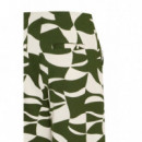 Pantalones ICHI Kate Print Wide Wavy Green
