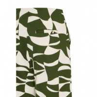 Pantalones ICHI Kate Print Wide Wavy Green