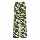 Pantalones ICHI Kate Print Wide Wavy Green