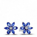 PANDORA Pendientes de Botón en Plata de Ley Herbario Brillante Azul​ 292407C01