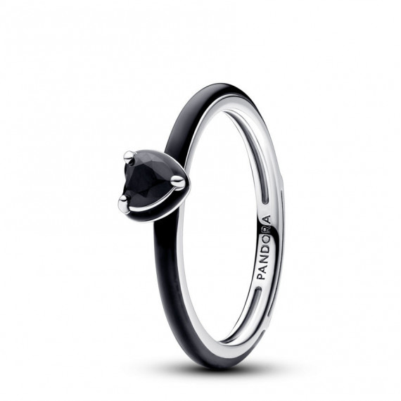 PANDORA Anillo PANDORA Me en Plata de Ley Corazón Chakra Negro 193088C01