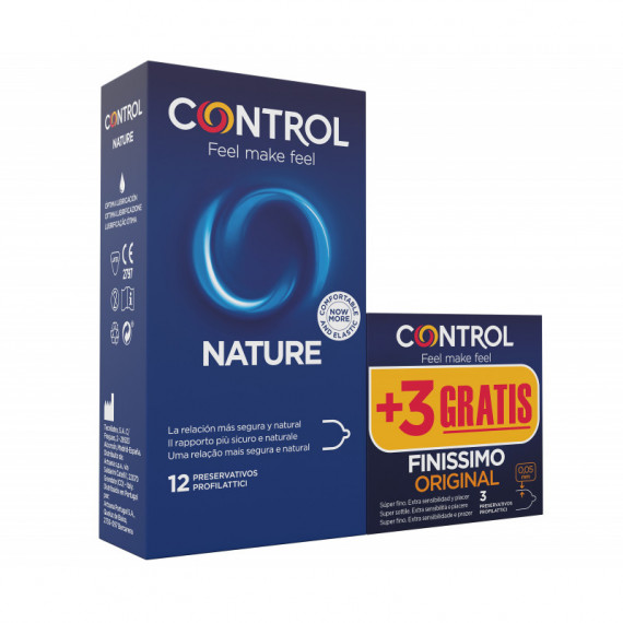 CONTROL Nature Preservativos 12 Unidades + 3 Unidades de CONTROL Finissimo Original de Regalo