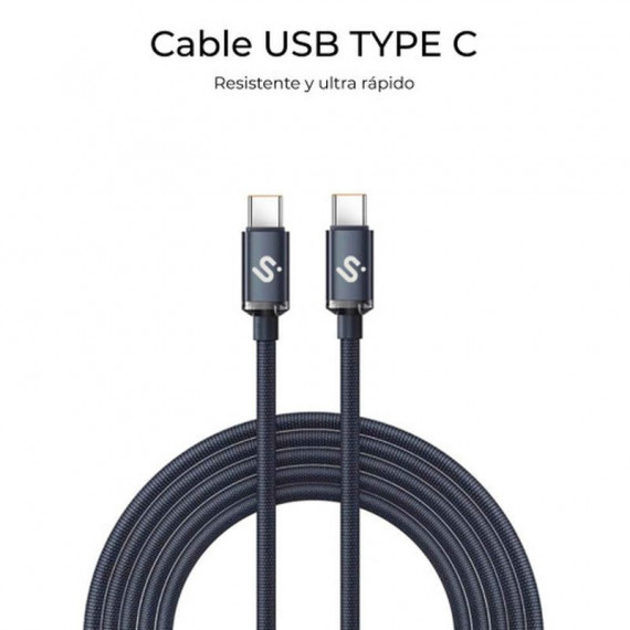 SUBBLIM Cable Usb-c Macho a Usb-c Macho 60W 1M Negro