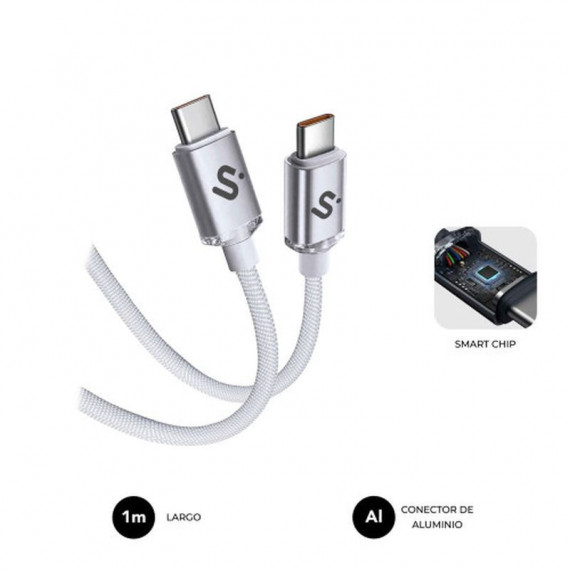 SUBBLIM Cable Usb-c Macho a Usb-c Macho 60W 1M Blanco