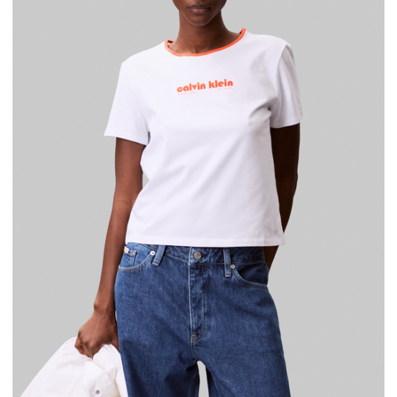 Camiseta CALVIN KLEIN Retro Logo Blanca Naranja
