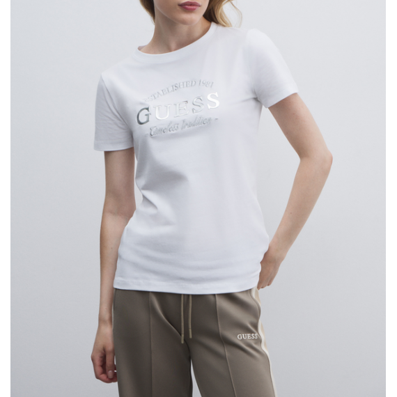 Camiseta GUESS Nina Blanca Logo Plateado