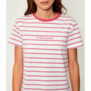 Camiseta GUESS Striped Blanca Rosa