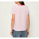 Camiseta GUESS Striped Blanca Rosa