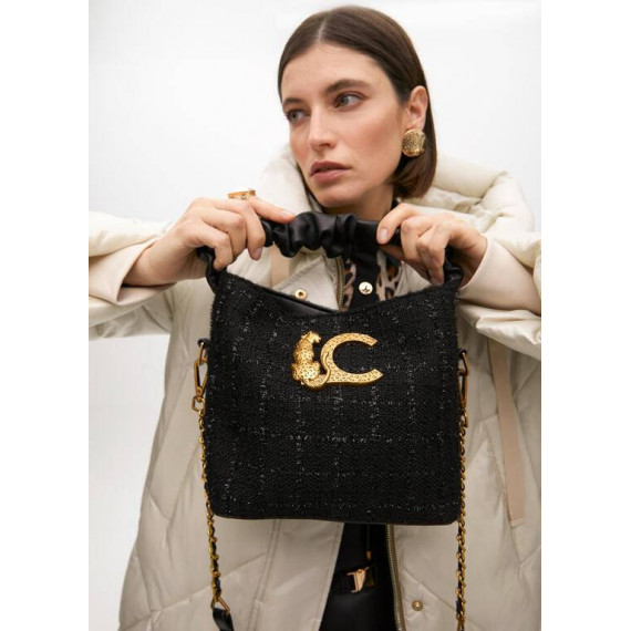 Bolso Pequeño Tweed Asa Fruncida y Logo  LOLA CASADEMUNT