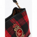 Bolsito Tejido Cuadros Parche Escudo Roj  LOLA CASADEMUNT