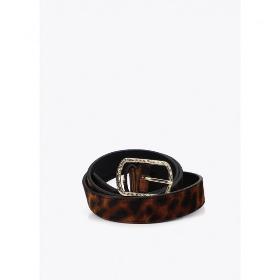 Cinturon Estrecho Animal Print Marron-negro  LOLA CASADEMUNT