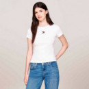Tjw Slim Badge Rib Tee Ancient White  TOMMY JEANS