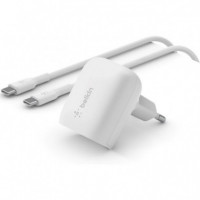 Cargador BELKIN Usb-c 20W con Cable Usb-c a Usb-c Blanco