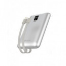 DEVIA Bateria Externa Portatil 10000MAH 22.5W con Cable Tipo C y Lightning Plata